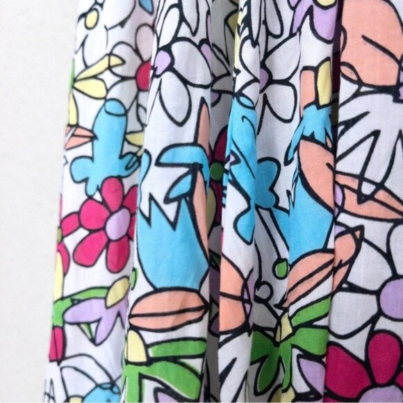 S/W/F Apron Maxi Dress S Lush Floss Multicolor Floral Square Neck Boho Tropical - Picture 6 of 10